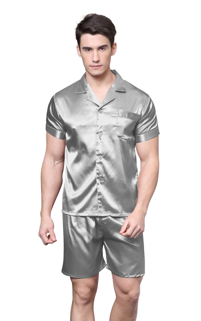  discountstore145 Men Imitation Silk Pajama Set Print