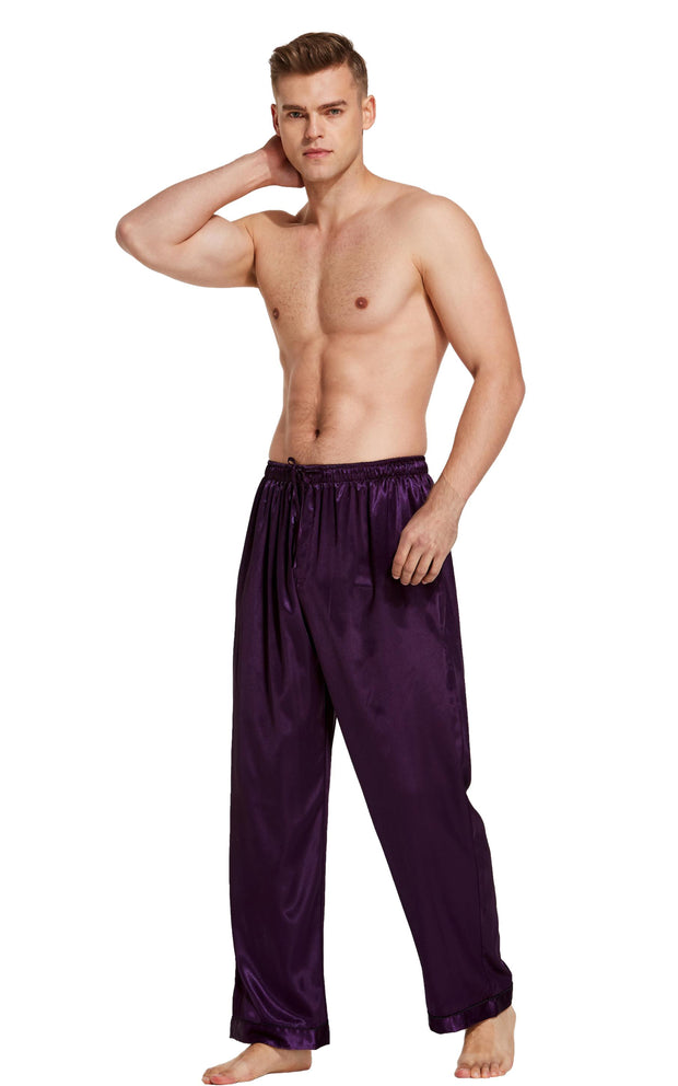 Spring hue Mens Silk Satin Pajama Pants Long PJ Bottoms 