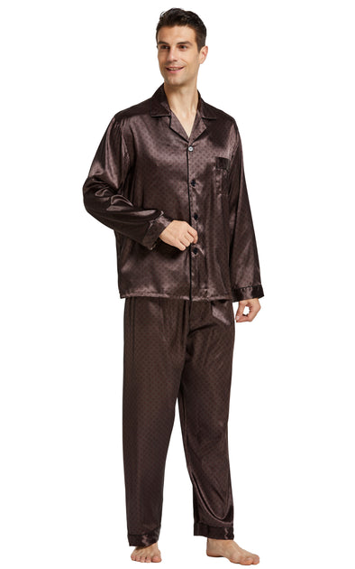 Men's Silk Satin Pajama Set Long Sleeve-Chestnut – Tony & Candice
