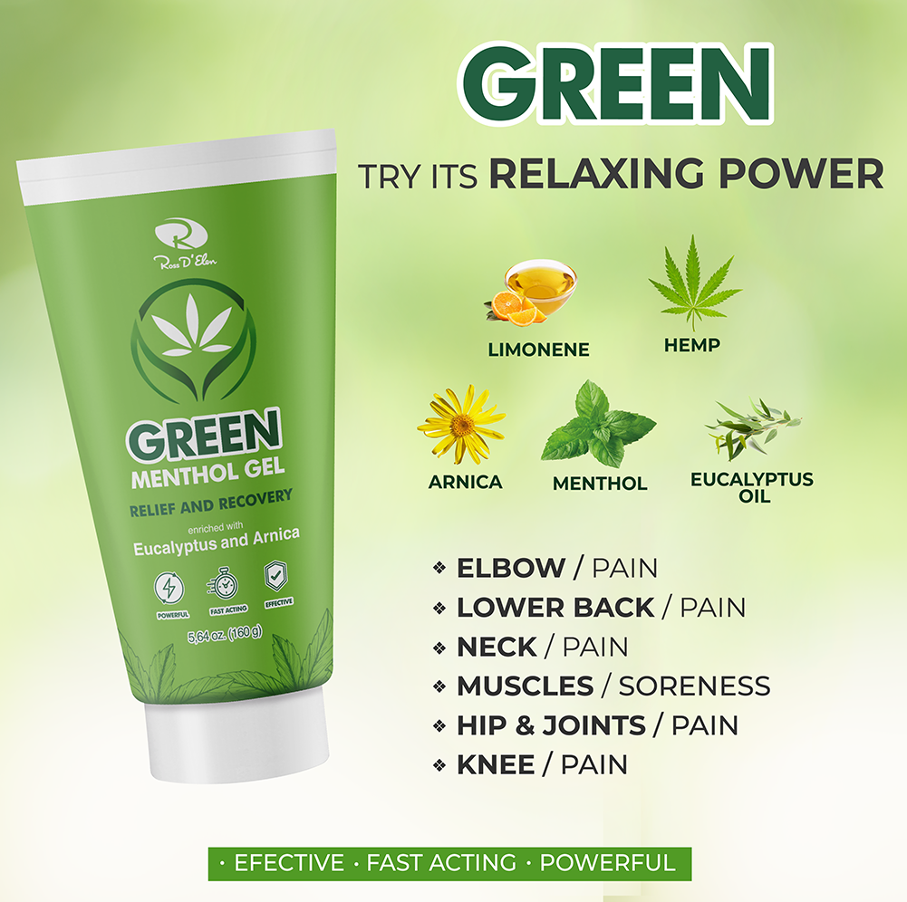 Green Pain Relief and Recovery Menthol Gel Eucalyptus Arnica
