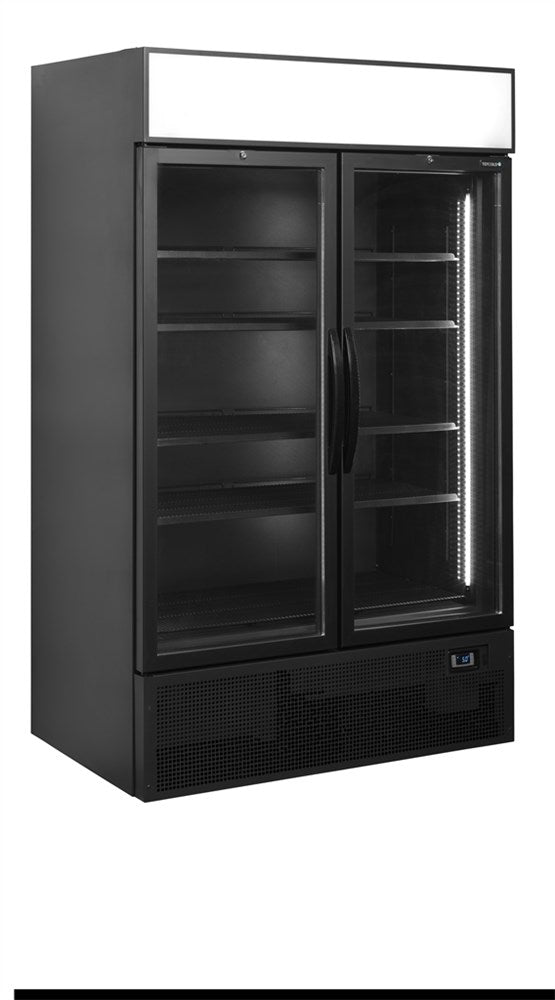 Se Sort 2-dørs displaykøler med lystop - 796 liter - FSC1000H BLACK hos Maxigastro.com