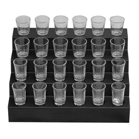 Se Display i sort stål med 24 shotglas hos Maxigastro.com