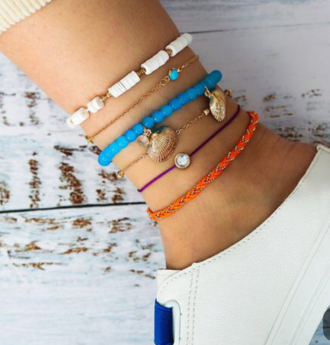 🌻 Sea And Shell Thread Blue & Black or Anklet or Bracelet – Urban