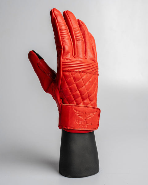 red leather riding gloves