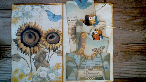 Junk journal page with pockets and tags