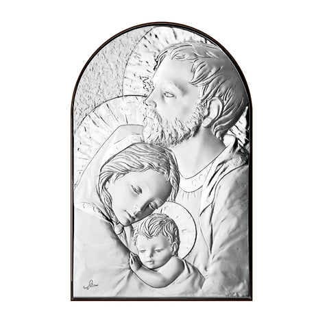 Holy Family religious picture in sterling silver for a Catholic home decor