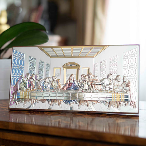 The Last Supper religious picture in sterling silver