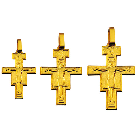 Ciondolo Crocifisso di San Damiano in oro 18Kt