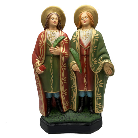 Statua dei Santi Cosma e Damiano in resina dipinta a mano