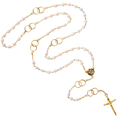 White pearl beads rosary for wedding