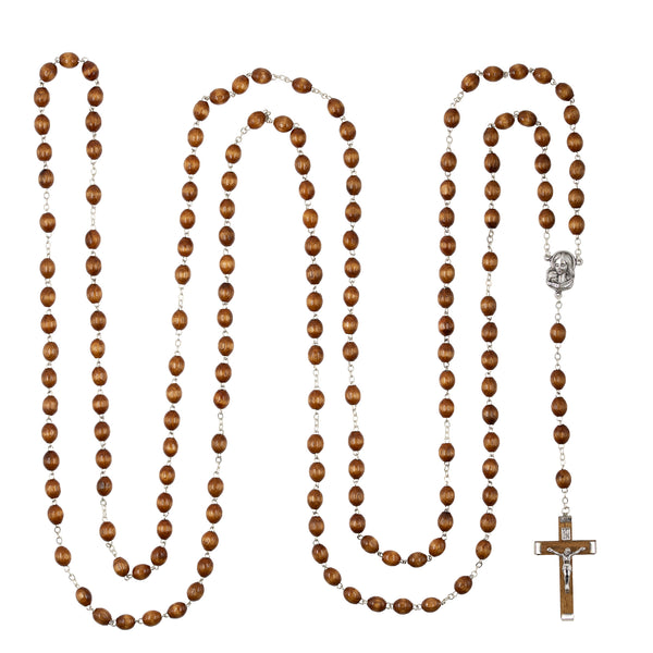 15 mysteries rosary with wooden beads