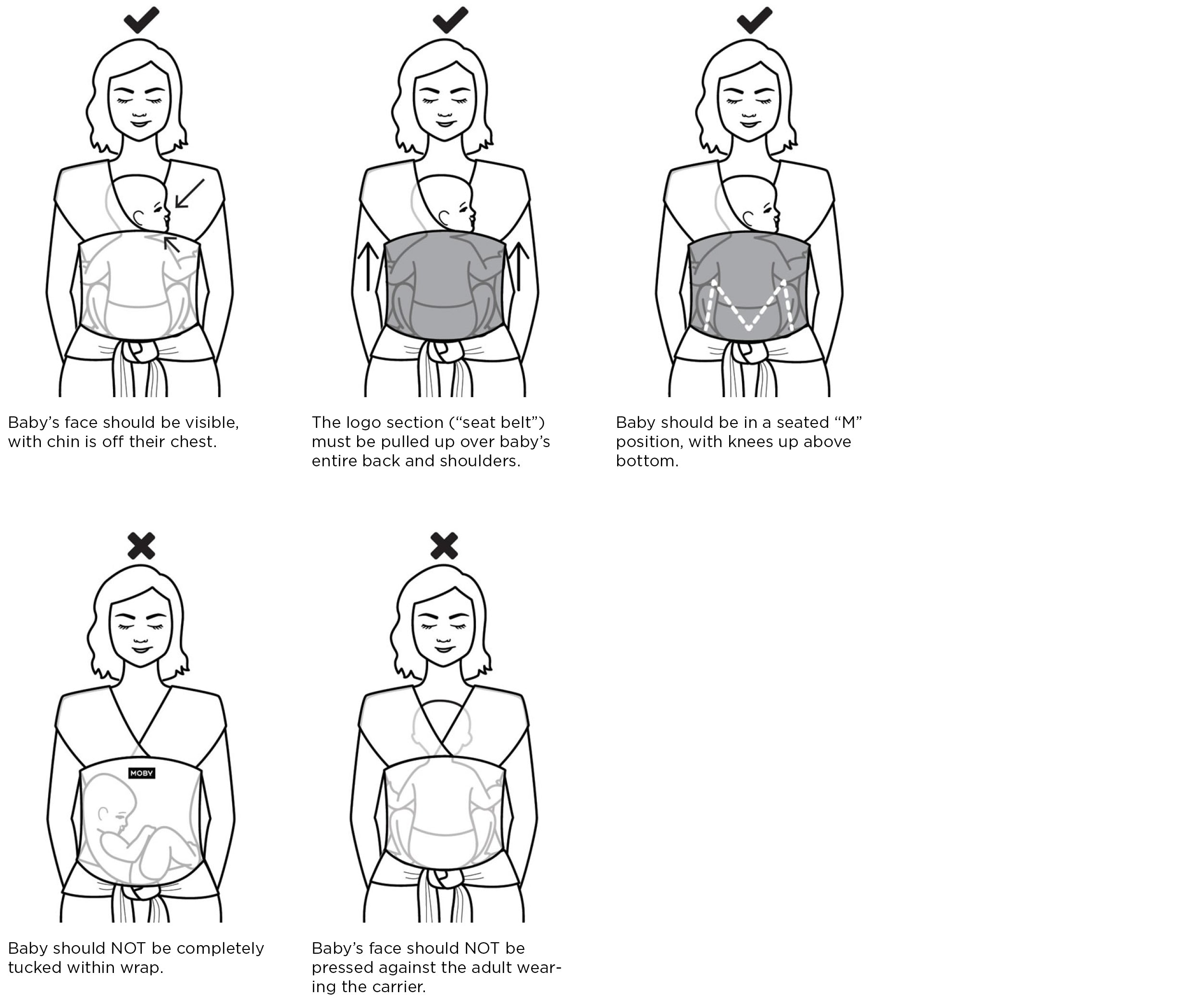 moby wrap baby positions
