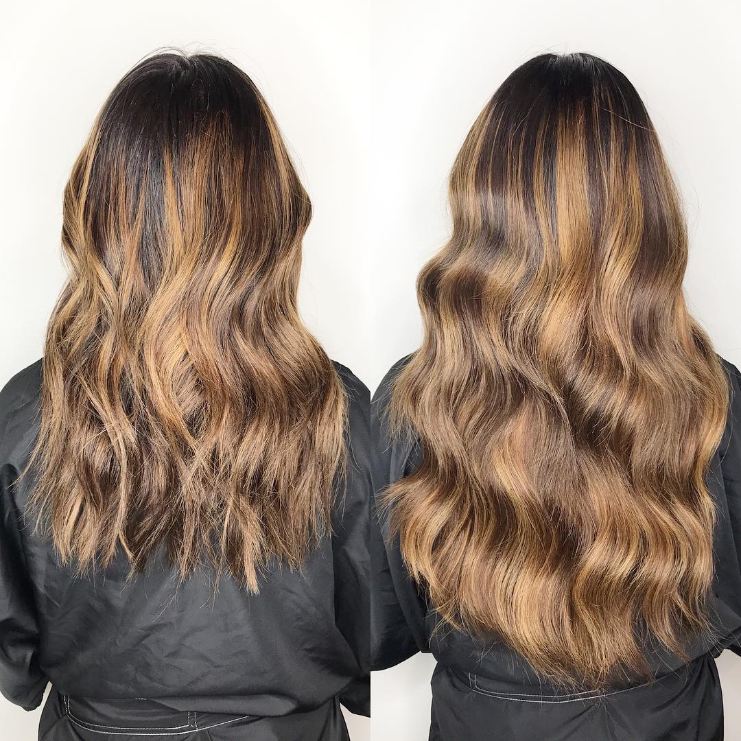 Blonde Before and After Hair Extensions