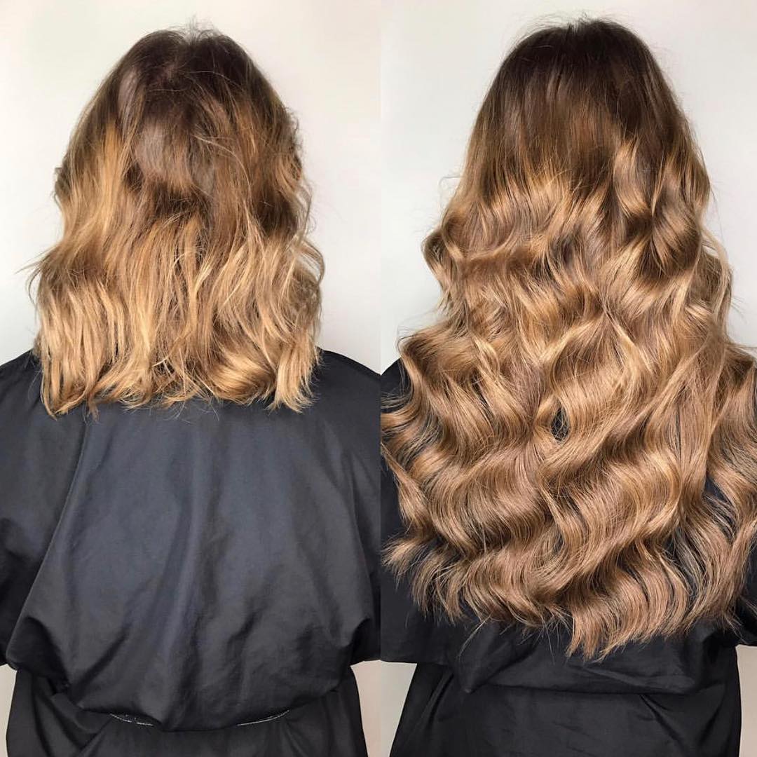 Gold Before and After Hair Extensions
