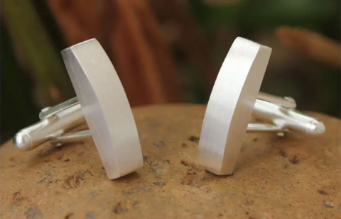 Modern Sterling Silver Cufflinks, 'Minimalism'