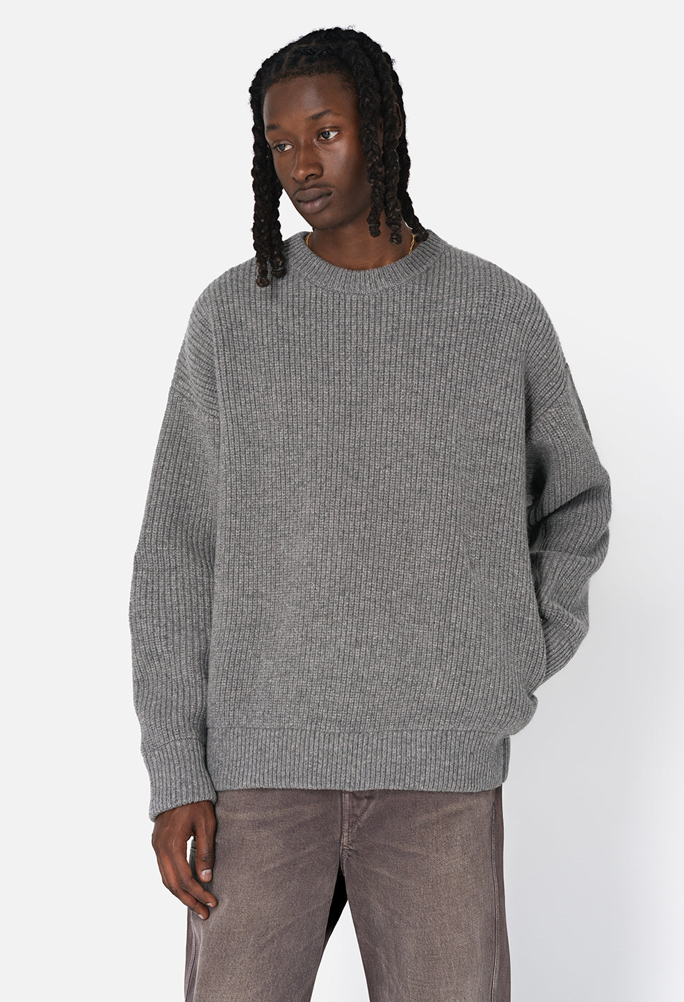 Wool Waffle Knit Crew / Wheat - JOHN ELLIOTT