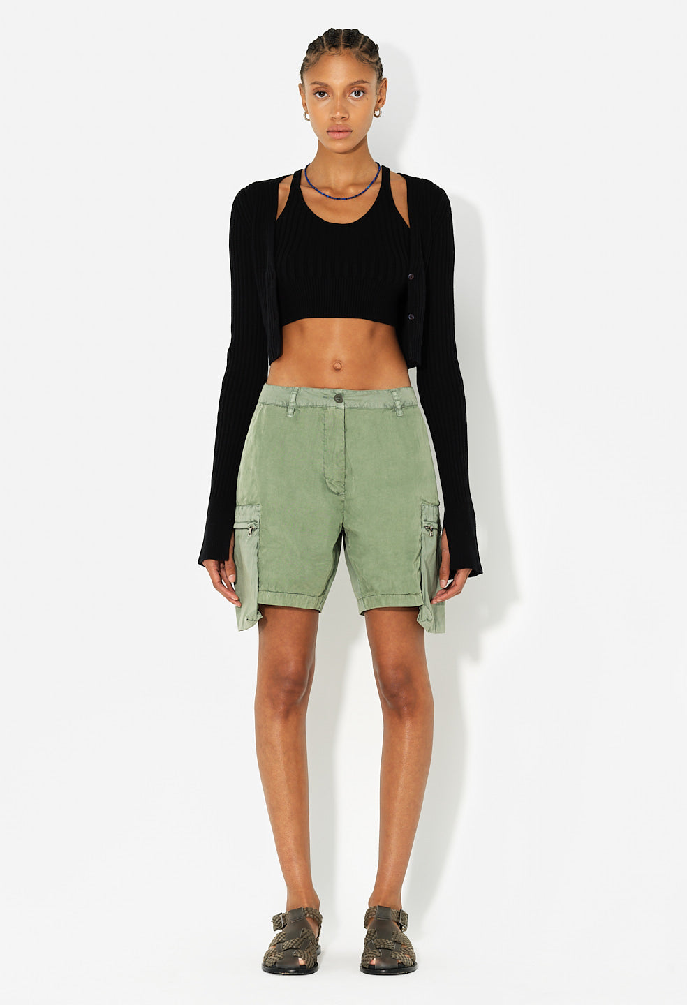 Paneled Utility Short / Washed Olive