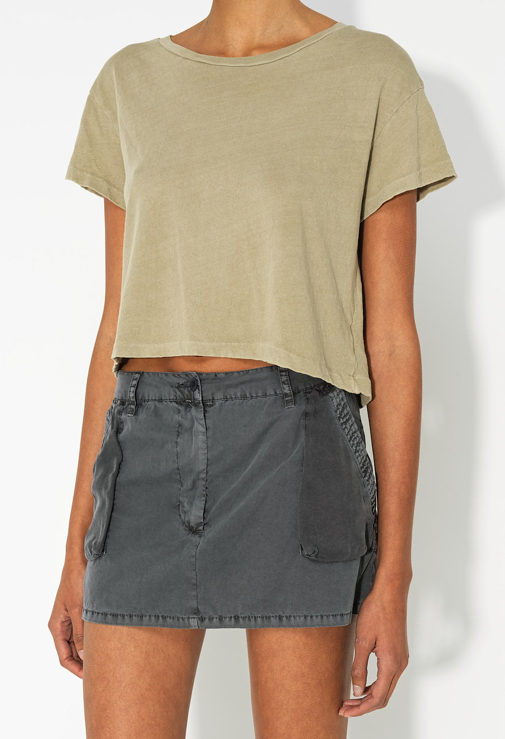 Paneled Utility Mini Skirt / Washed Black