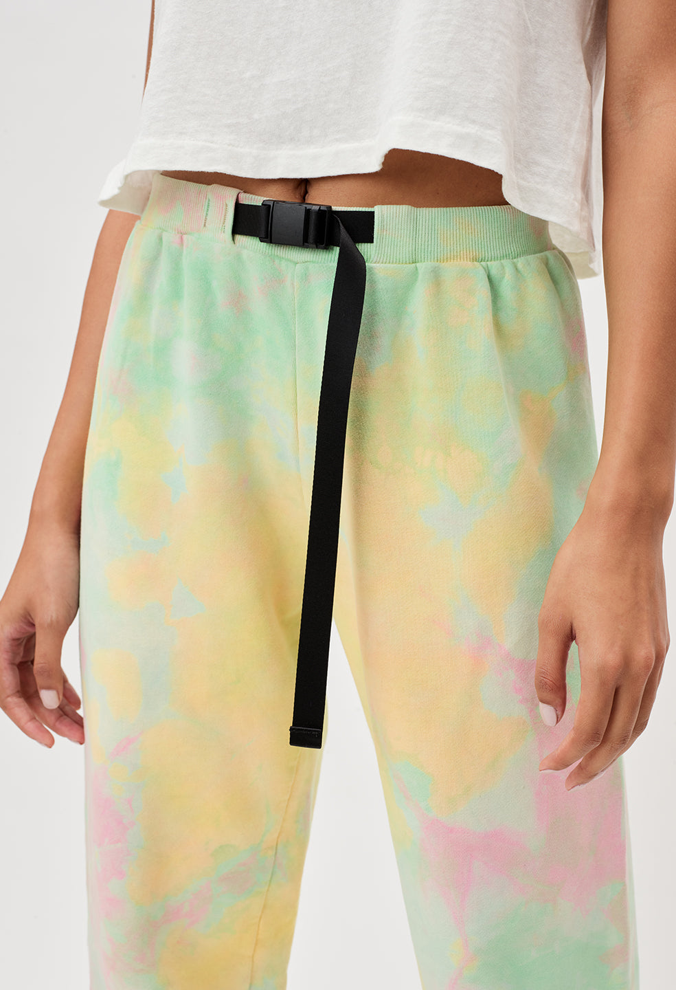 Marble Mix Belted Sweatpants / Sherbert