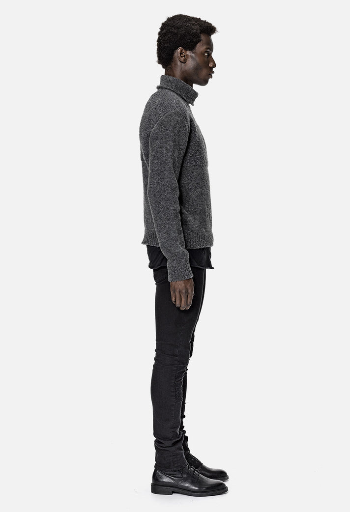 Block Turtleneck Sweater / Grey