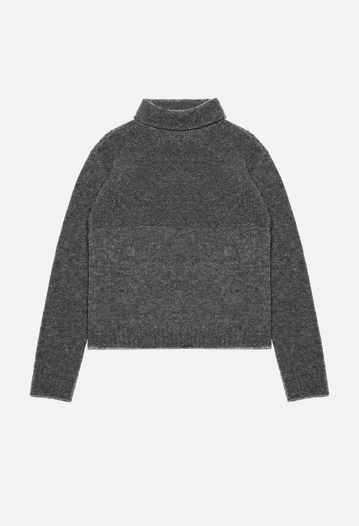 Block Turtleneck Sweater / Grey