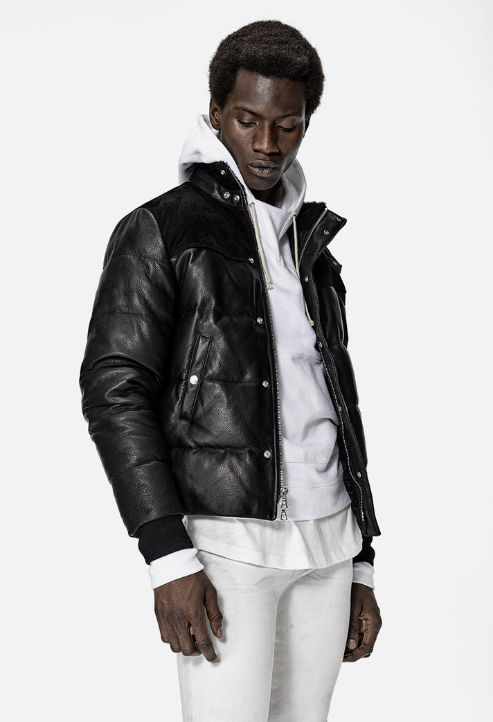 FW16 Leather Down Jacket / Black