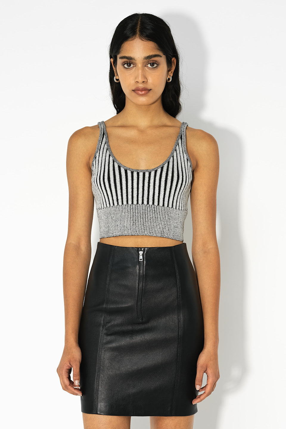 Silk Cotton Rib Tank / Charcoal