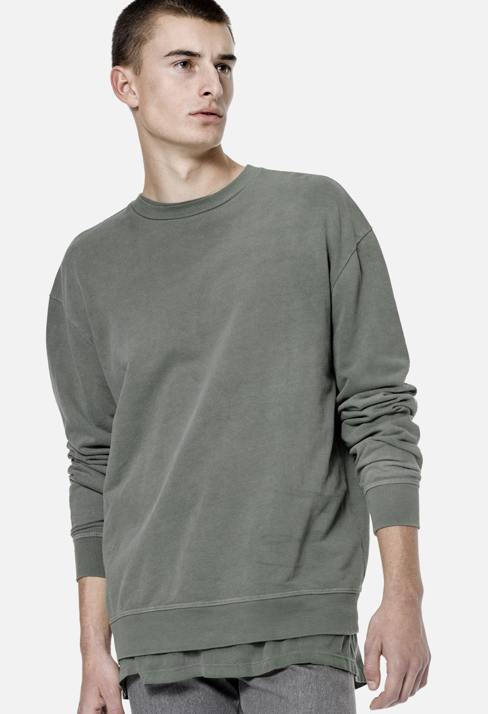 Oversized Crewneck Pullover / Olive