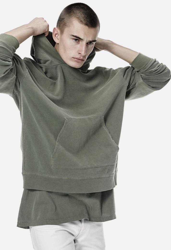 Oversized Cropped Hoodie / Olive