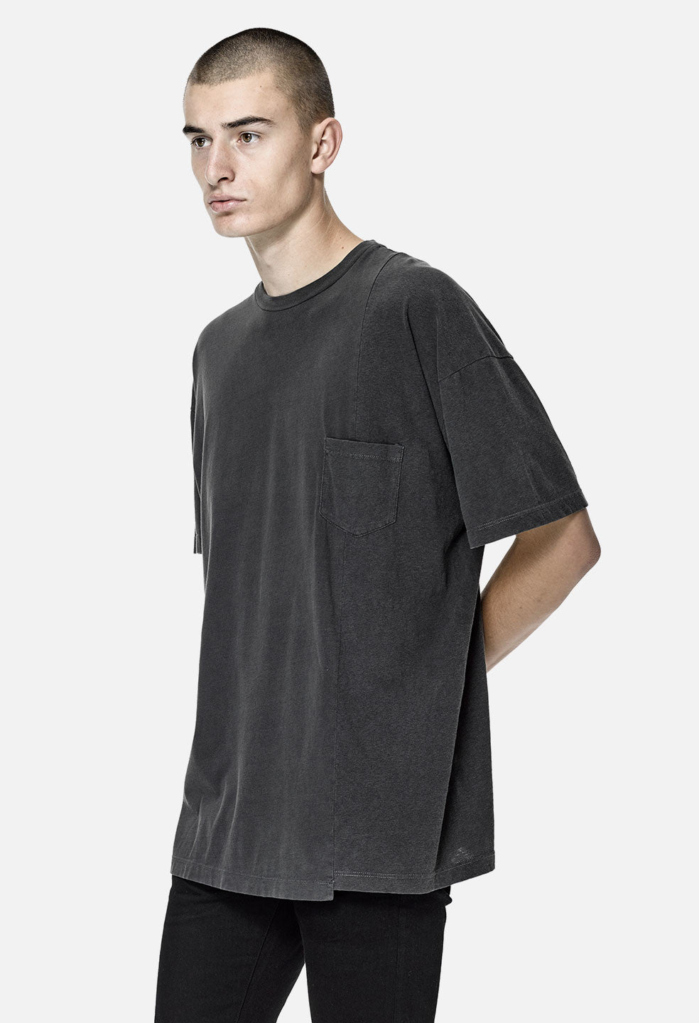 Paneled Pocket Tee / Washed Black