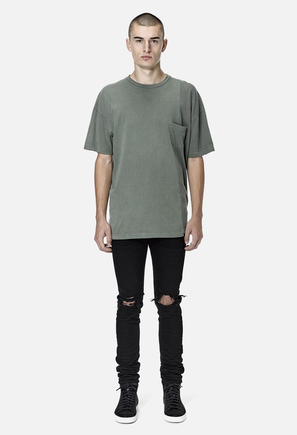 Paneled Pocket Tee / Washed Olive