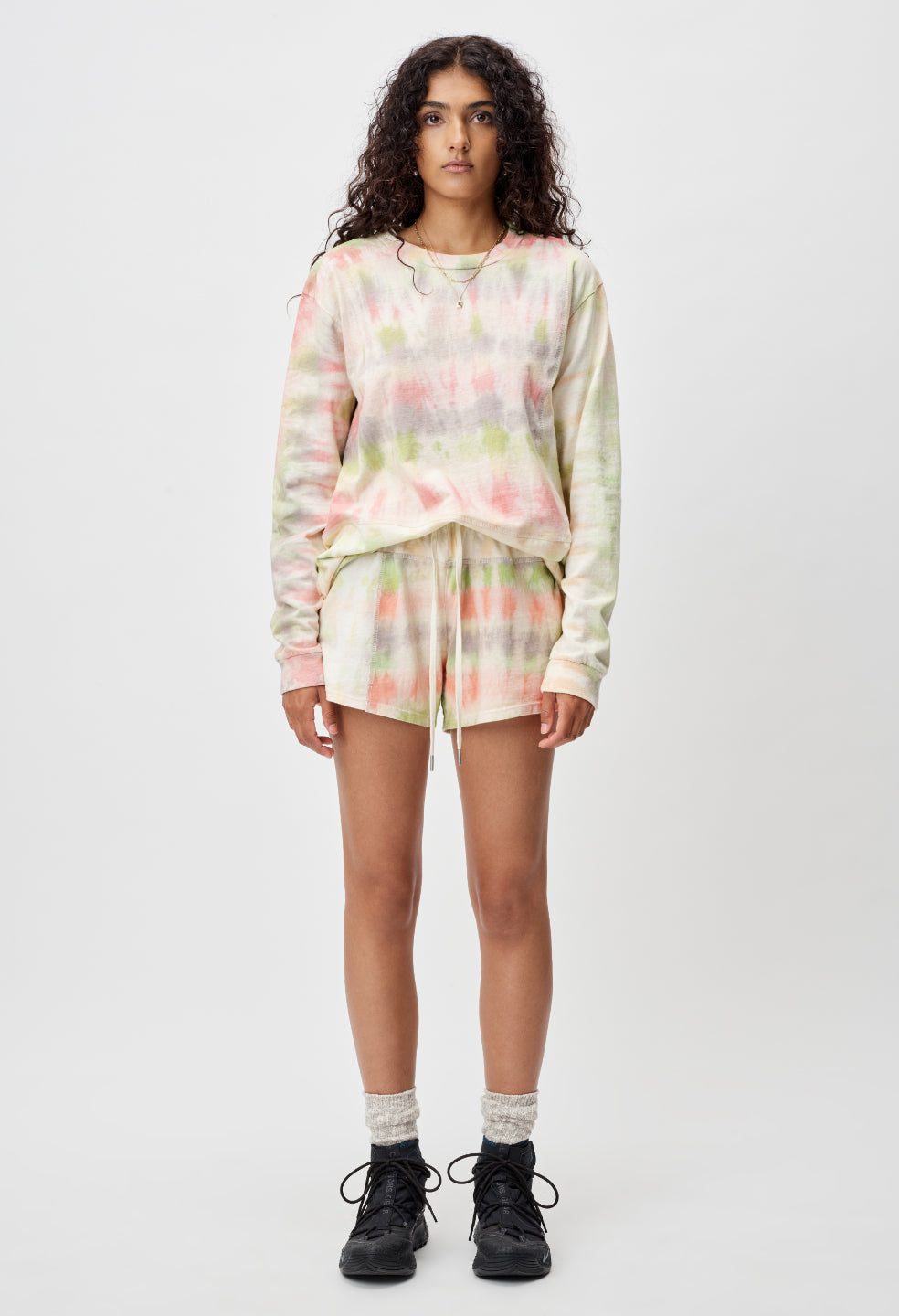 Reconstructed Tie Dye Shorts / Peach Multi