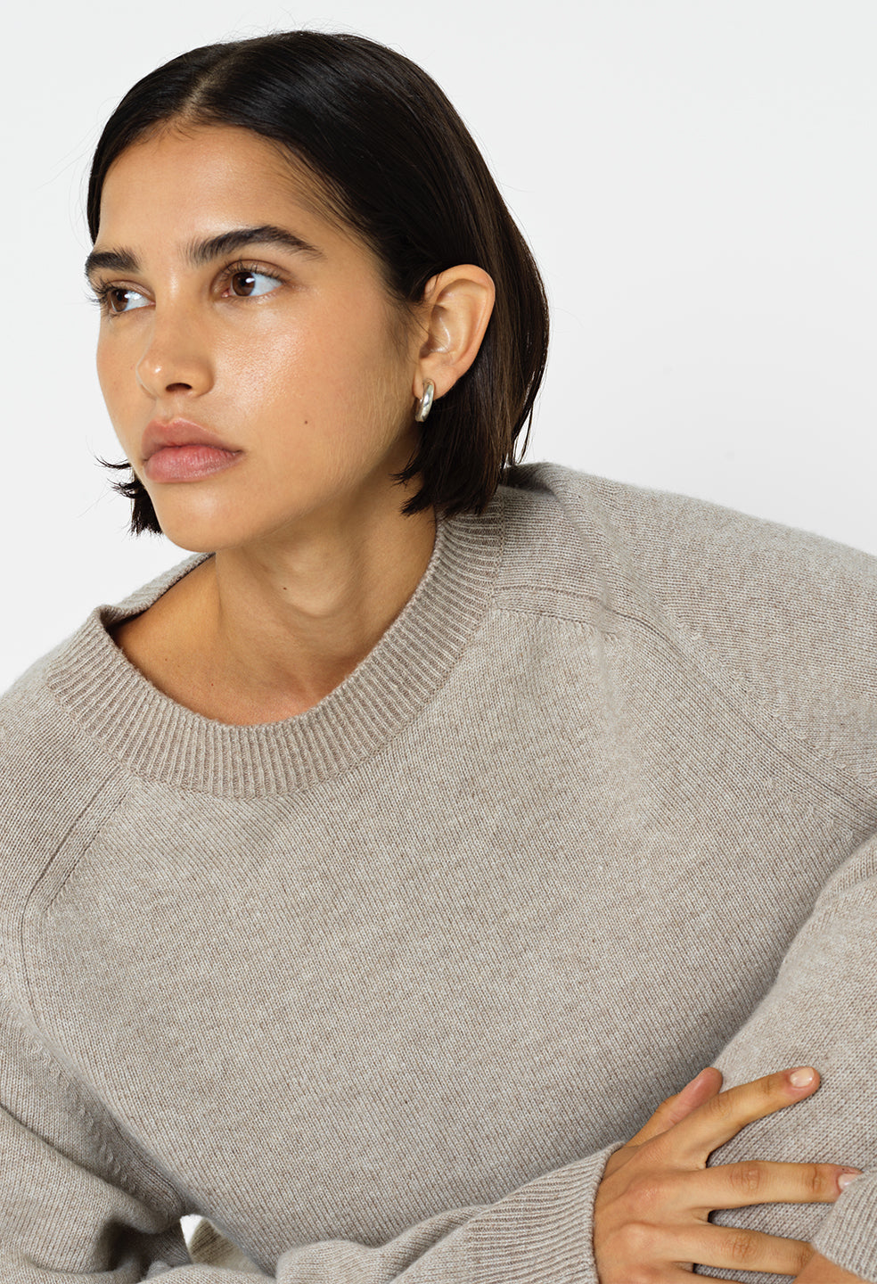 Two Tone Cashmere Crew / Oatmeal