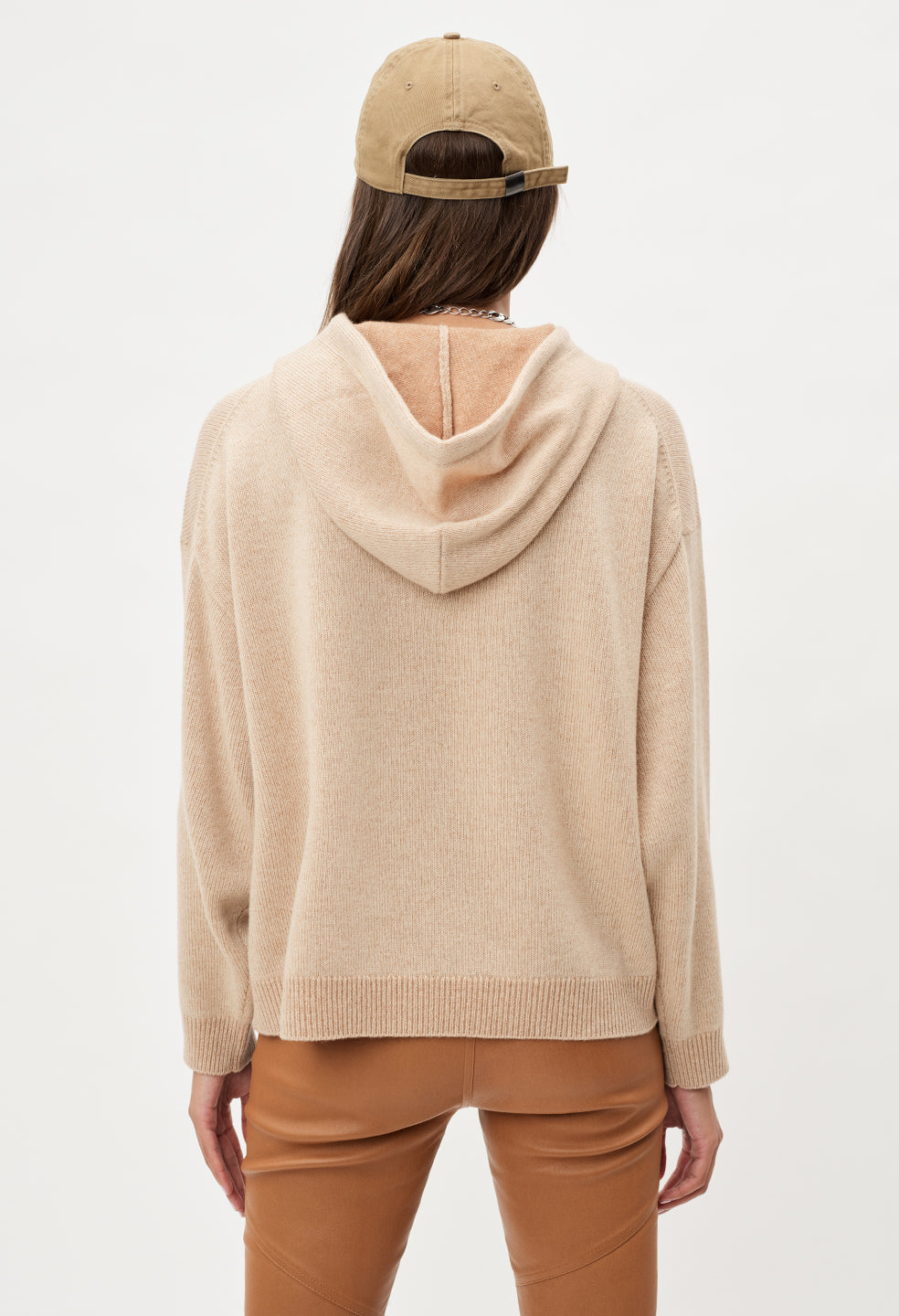 Two Tone Cashmere Hoodie / Camel X Almond