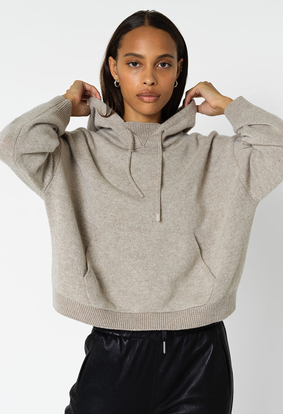 Two Tone Cashmere Hoodie / Oatmeal