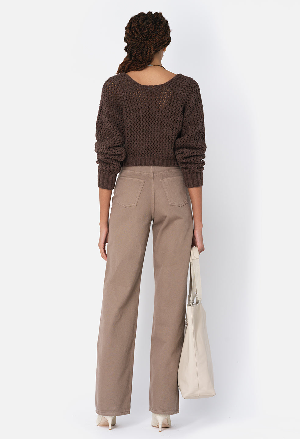 Foam Boucle Cropped Sweater / Chocolate