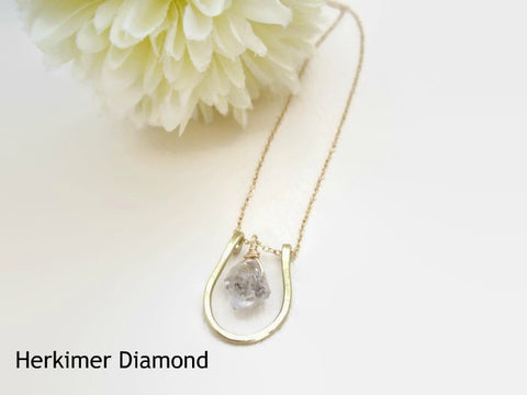 Herkimer diamond horseshoe necklace