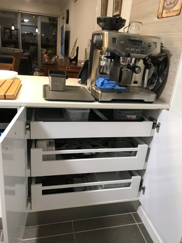 Pantry Drawers Online Blum TANDEMBOX antaro 3 inner pull out drawers kitchen storage Brisbane