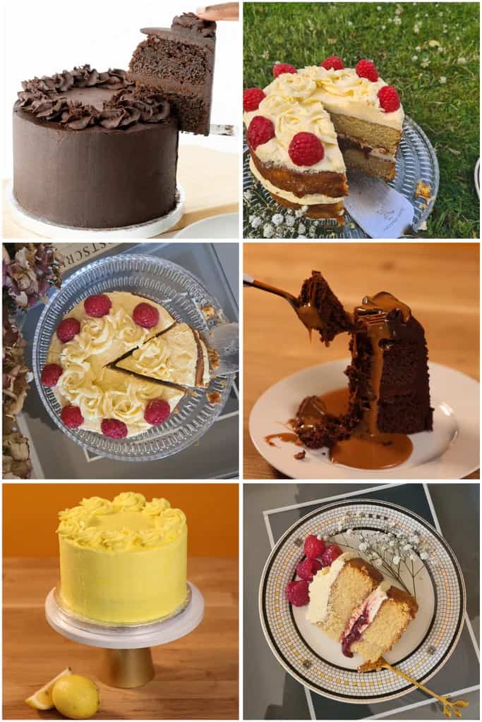 images of celebration cakes in a collage