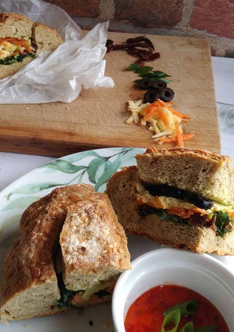 Low carb stuffed picnic loaf