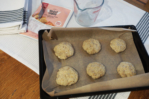 An image of our bread buns on  a tray