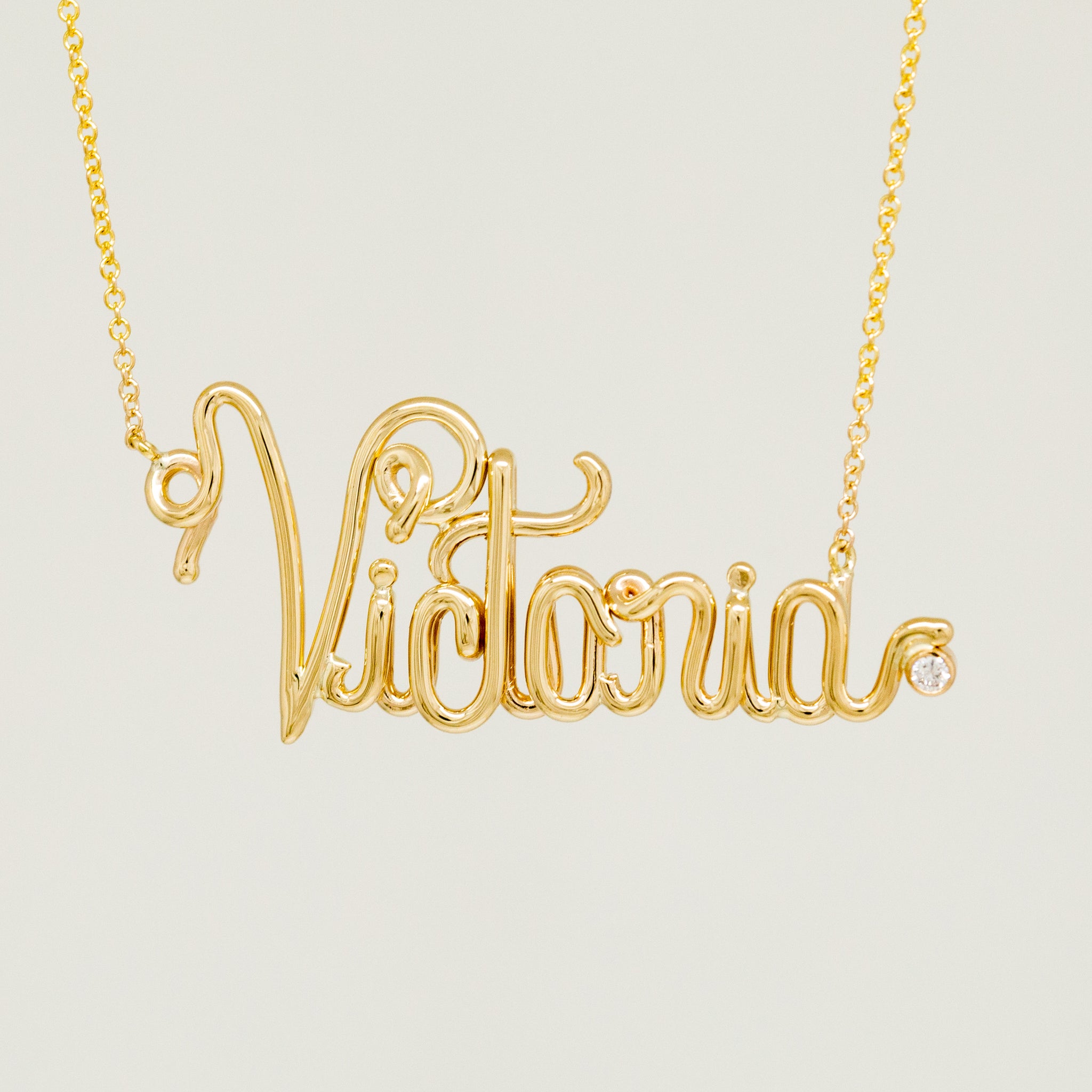 wire name plate necklace