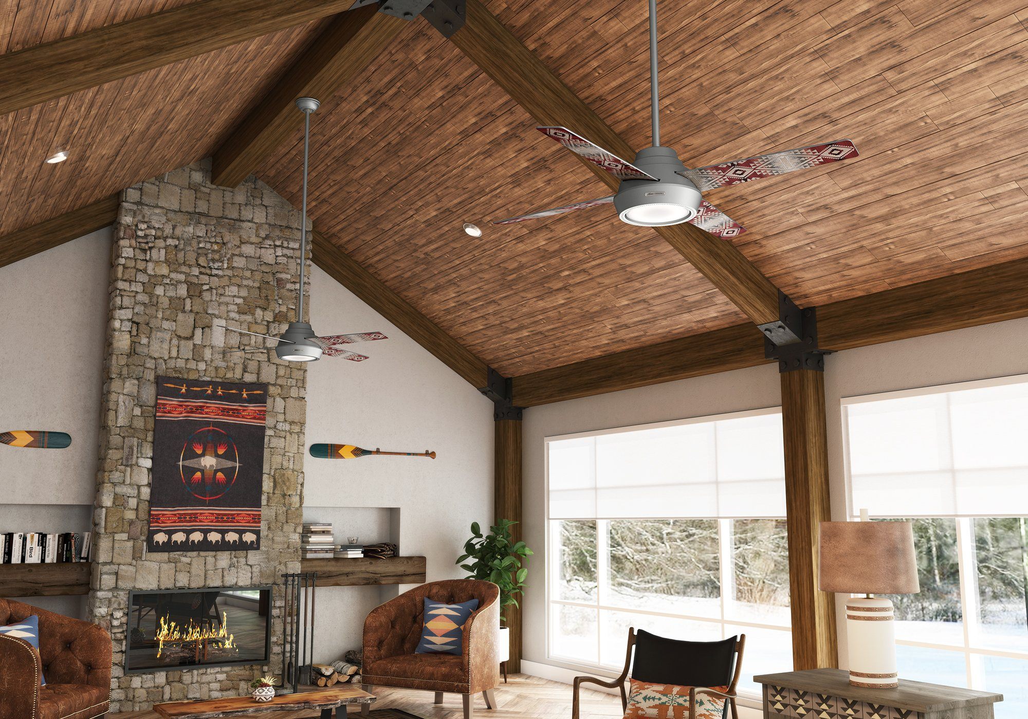 living room white ceiling fan