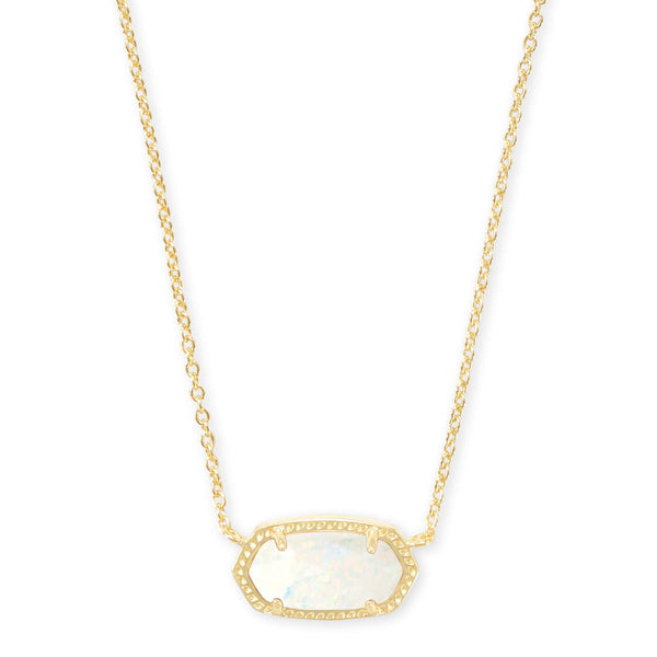 Elisa Gold Extended Length Pendant Necklace in Ivory Mother-of-Pearl