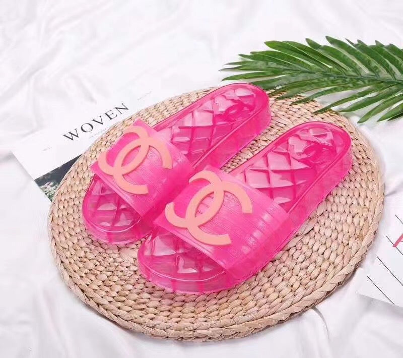 pink chanel jelly slides