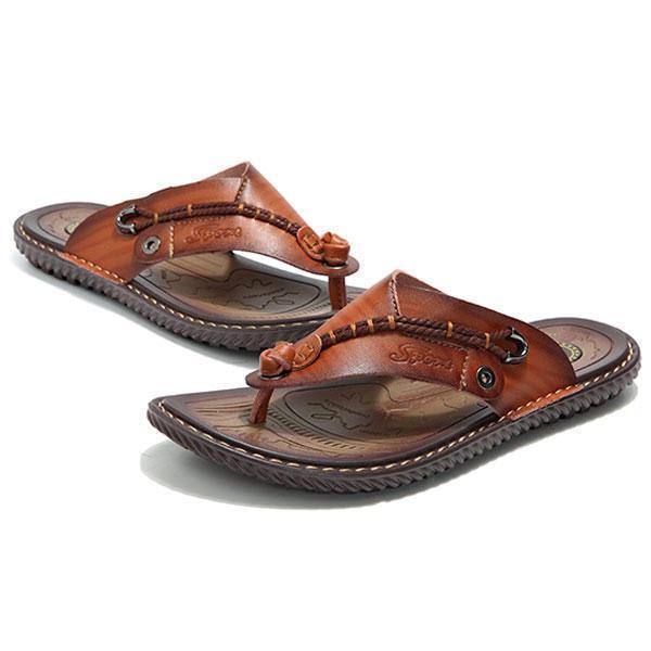 soft leather flip flops