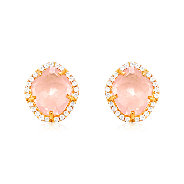 PANORAMA Earrings (1260) - Rose Quartz / YG