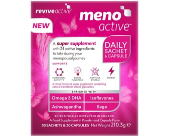 View of the front of our Meno Active product box