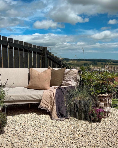 rattan planter on patio 