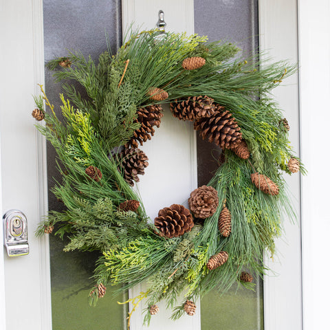 foliage and pinecone christmas wreath